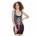Colorful Scorpio Sign Print Sleeveless Bodycon Dress