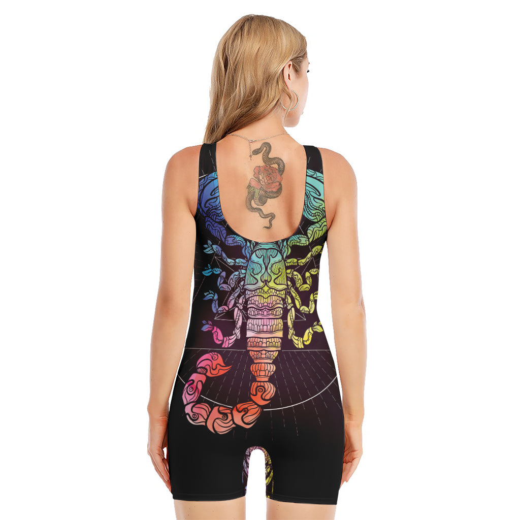 Colorful Scorpio Sign Print Sleeveless One Piece Swimsuit