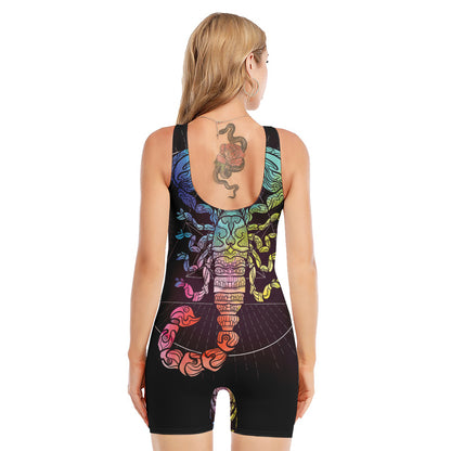 Colorful Scorpio Sign Print Sleeveless One Piece Swimsuit