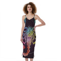 Colorful Scorpio Sign Print Slim Fit Midi Cami Dress