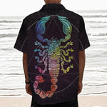 Colorful Scorpio Sign Print Textured Short Sleeve Shirt