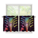 Colorful Scorpio Sign Print Tier Curtains