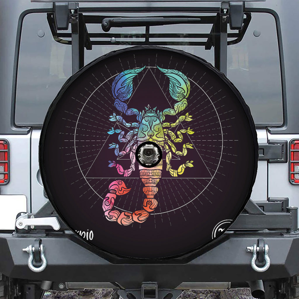 Colorful Scorpio Sign Print Tire Cover With Camera Hole