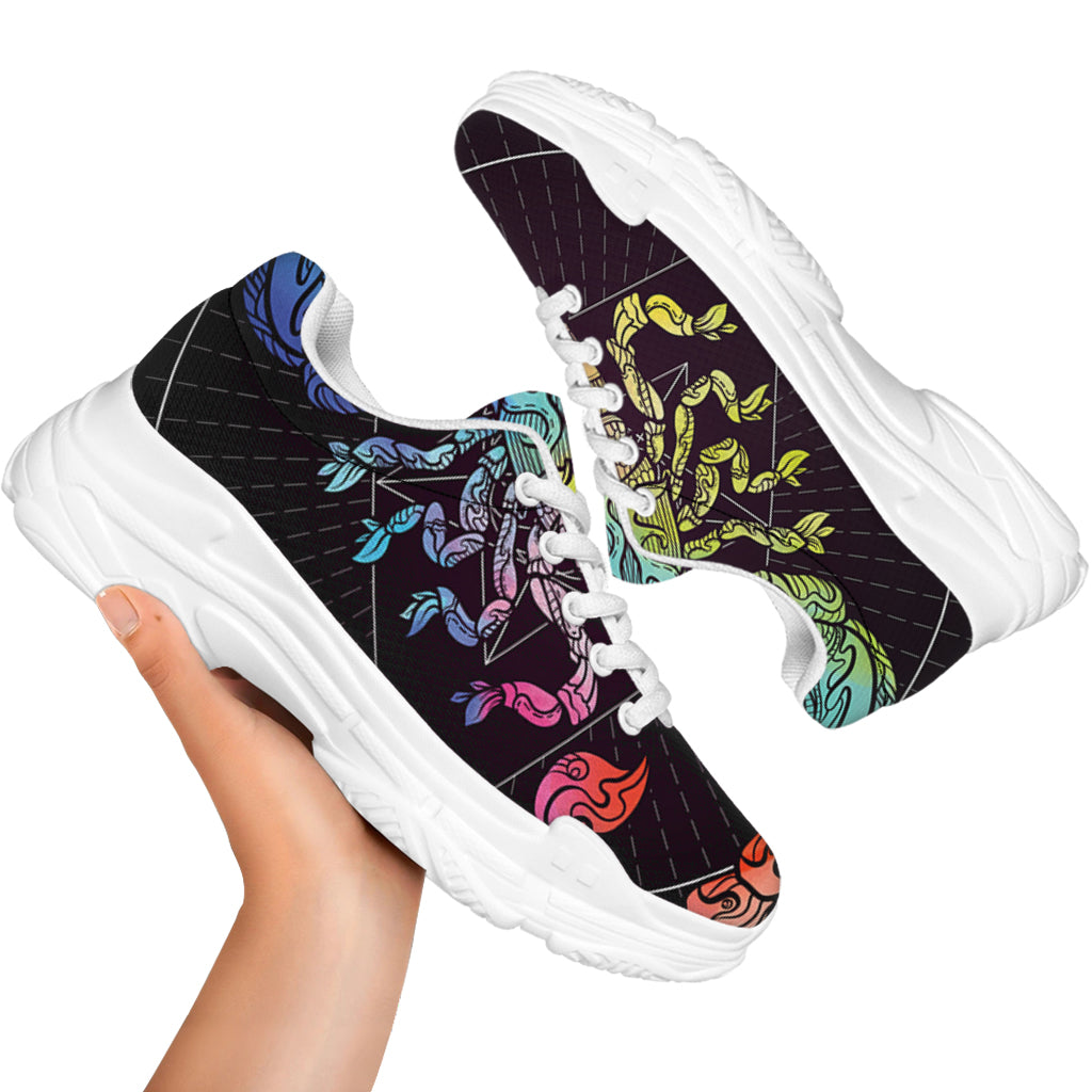Colorful Scorpio Sign Print White Chunky Shoes