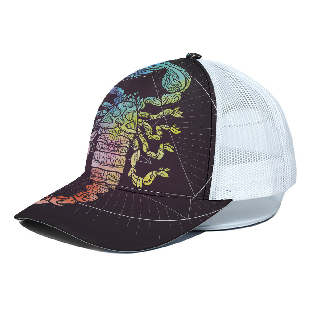 Colorful Scorpio Sign Print White Mesh Trucker Cap