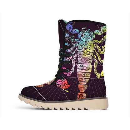 Colorful Scorpio Sign Print Winter Boots