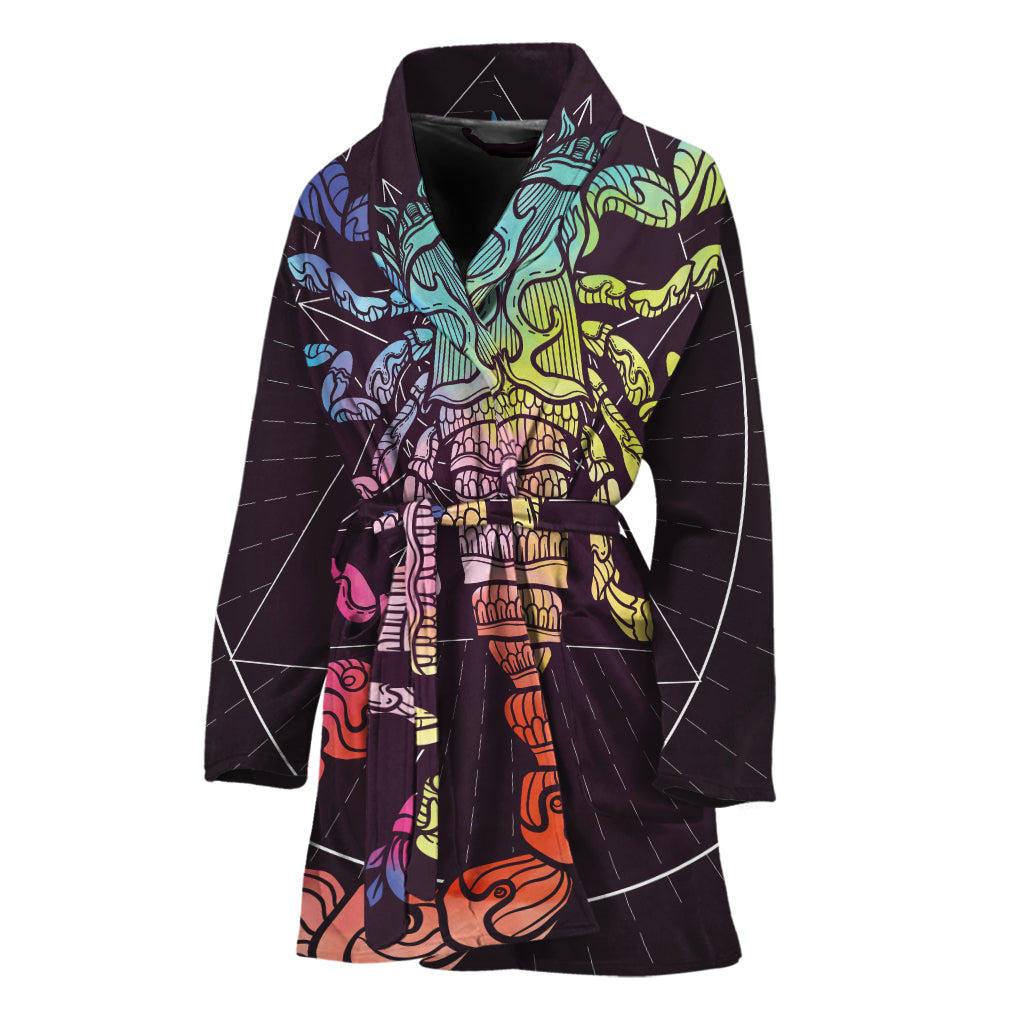 Colorful Scorpio Sign Print Women's Bathrobe