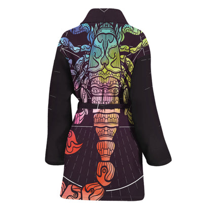 Colorful Scorpio Sign Print Women's Bathrobe