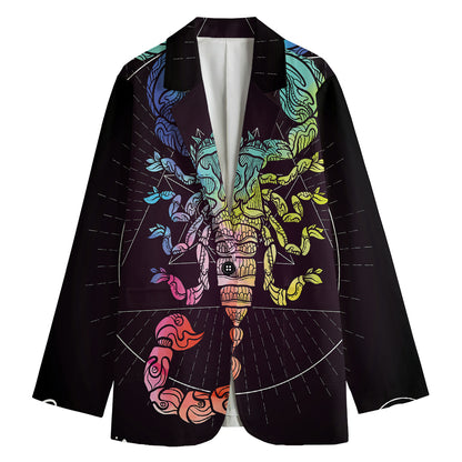Colorful Scorpio Sign Print Women's Blazer