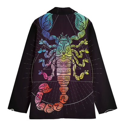 Colorful Scorpio Sign Print Women's Blazer