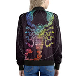 Colorful Scorpio Sign Print Women's Bomber Jacket