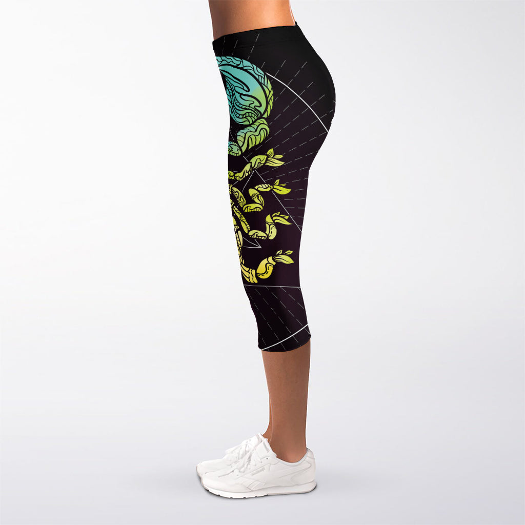 Colorful Scorpio Sign Print Women's Capri Leggings