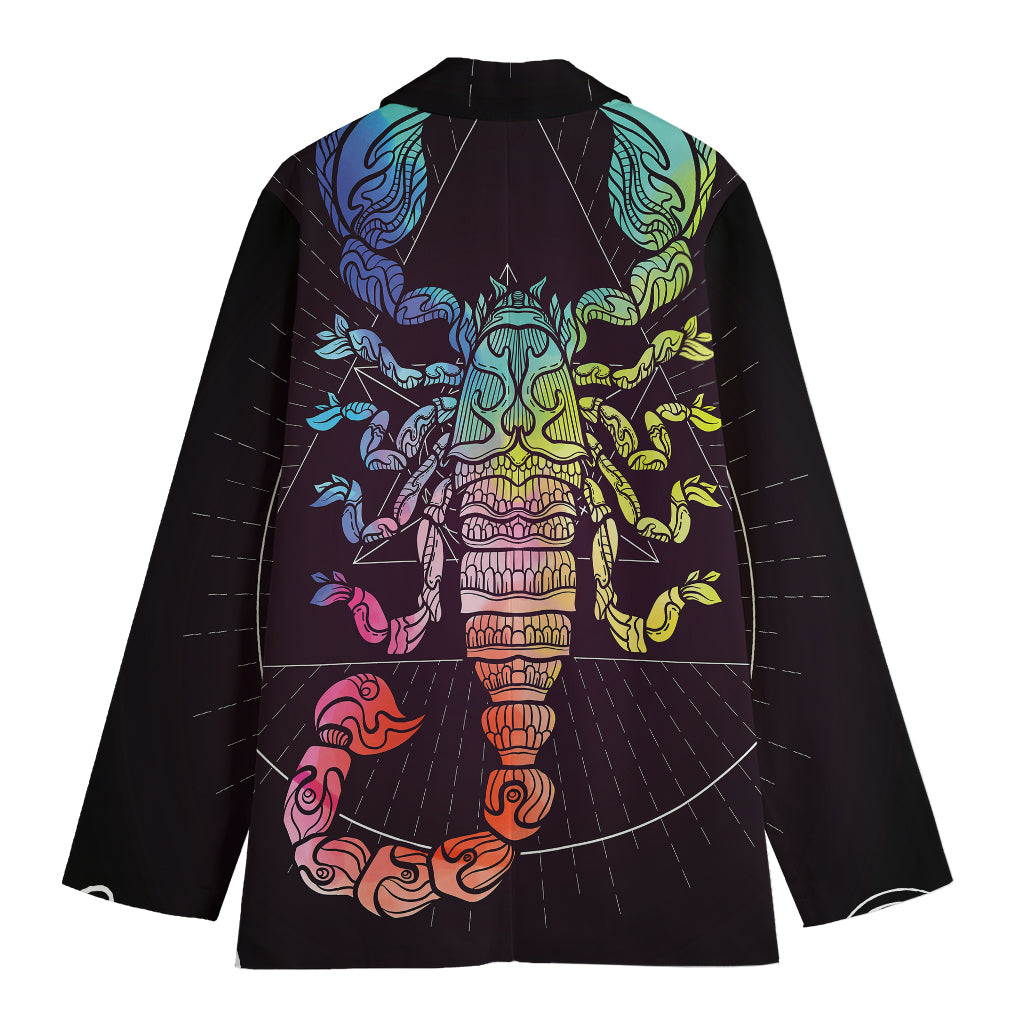 Colorful Scorpio Sign Print Women's Cotton Blazer