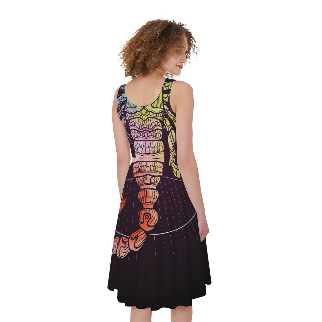 Colorful Scorpio Sign Print Women's Sleeveless Dress