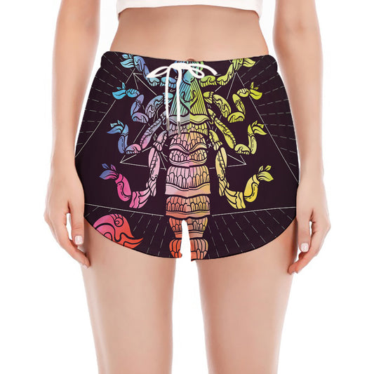 Colorful Scorpio Sign Print Women's Split Running Shorts