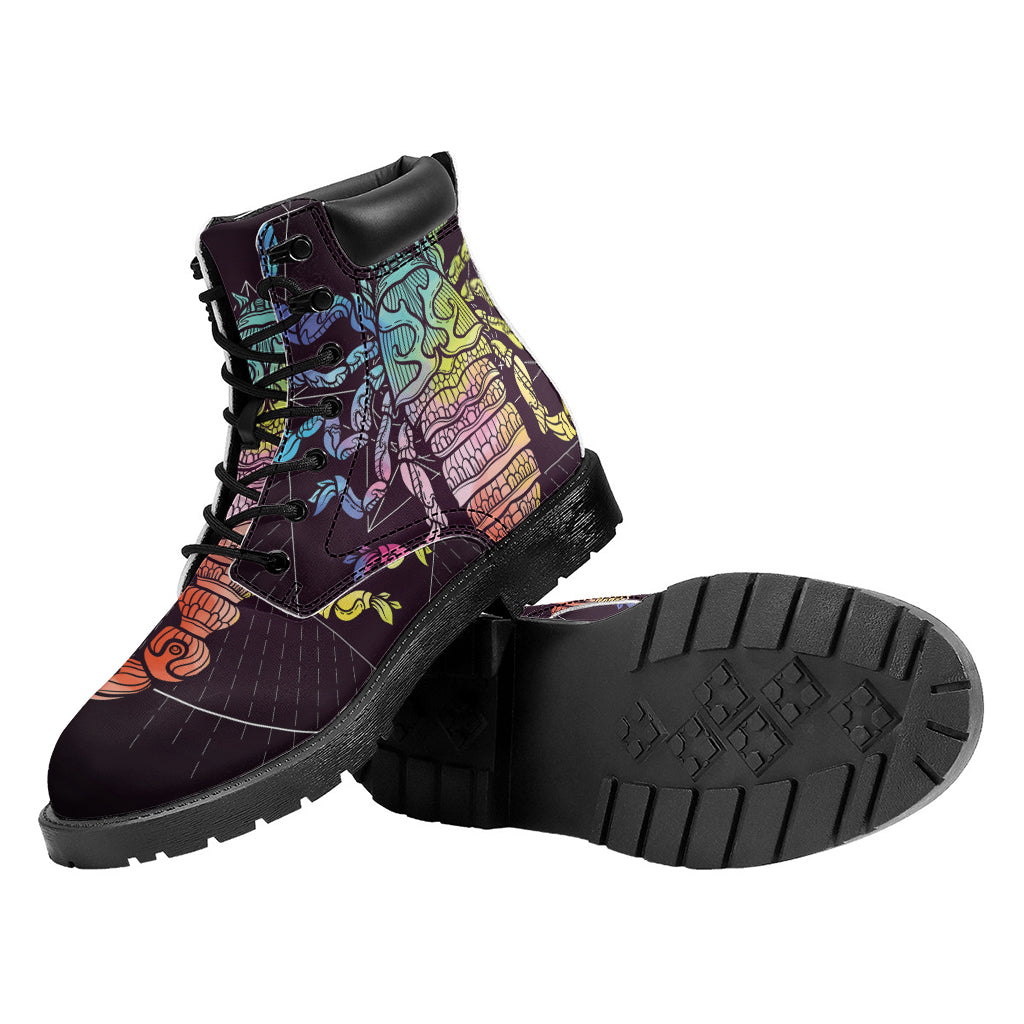 Colorful Scorpio Sign Print Work Boots