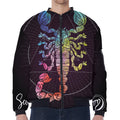 Colorful Scorpio Sign Print Zip Sleeve Bomber Jacket