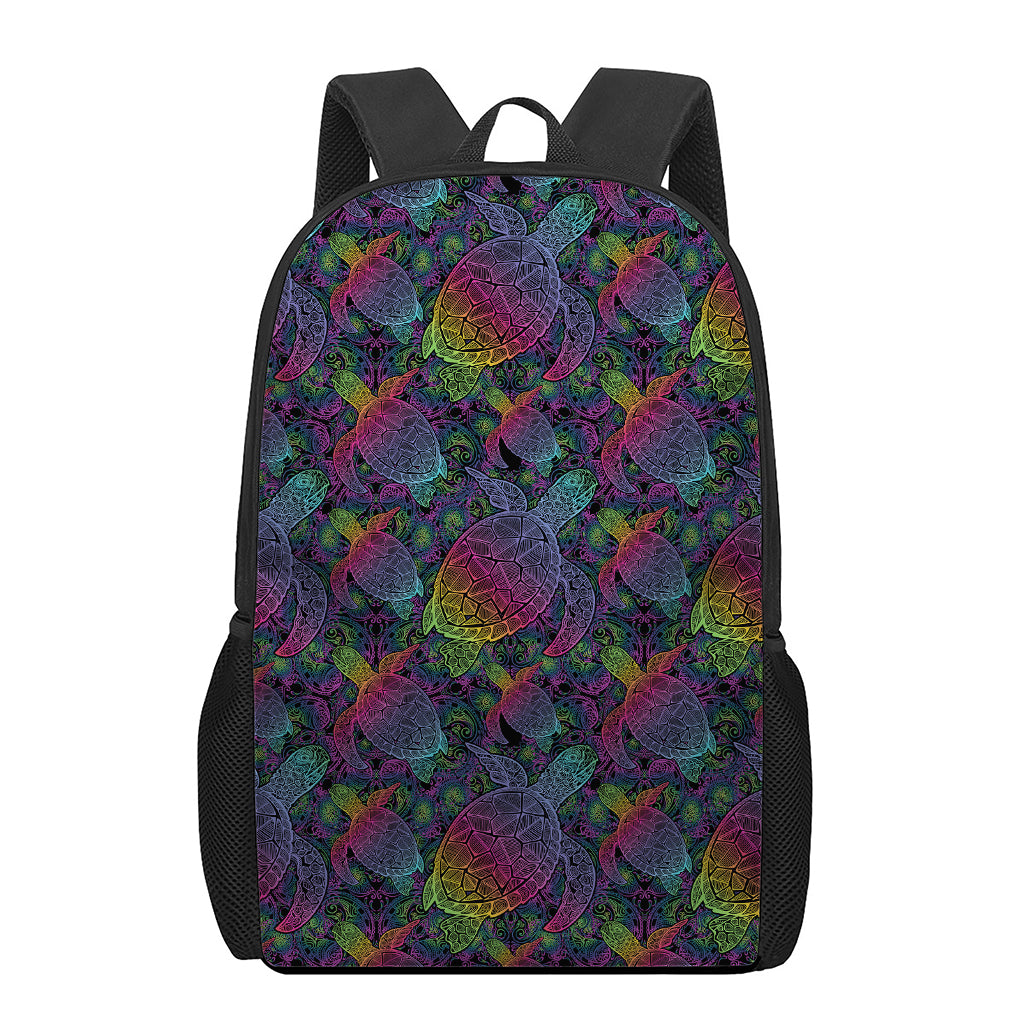 Colorful Sea Turtle Pattern Print 17 Inch Backpack