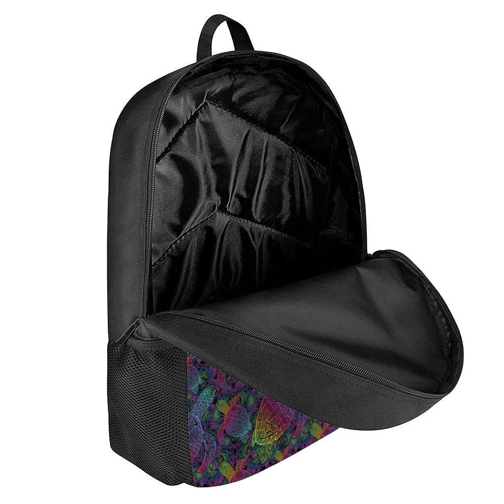 Colorful Sea Turtle Pattern Print 17 Inch Backpack