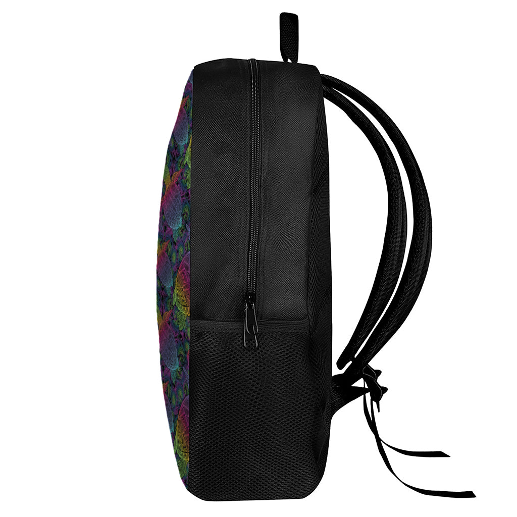 Colorful Sea Turtle Pattern Print 17 Inch Backpack