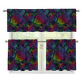 Colorful Sea Turtle Pattern Print 3 Piece Kitchen Curtains