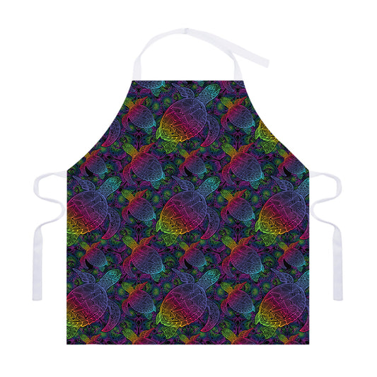 Colorful Sea Turtle Pattern Print Adjustable Apron