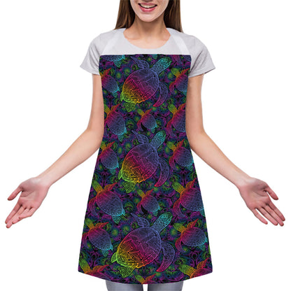 Colorful Sea Turtle Pattern Print Adjustable Apron