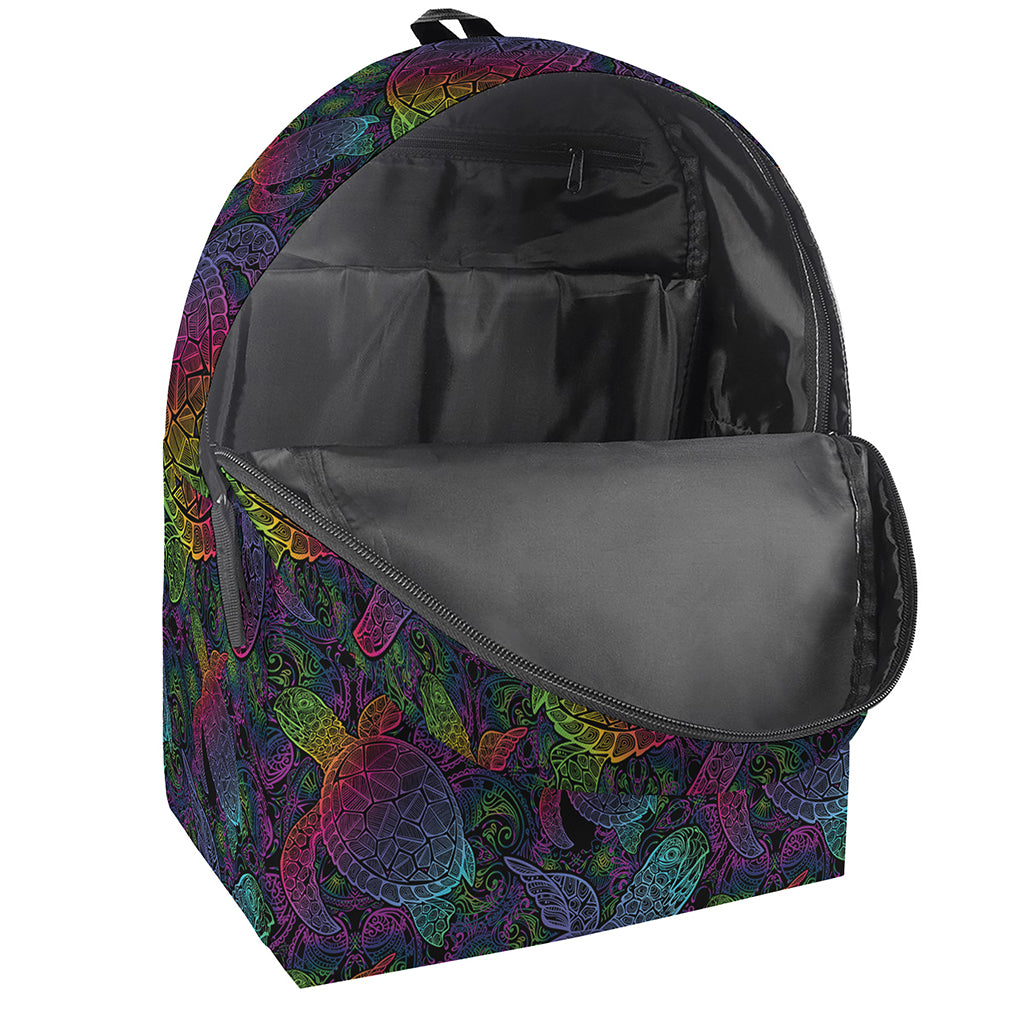 Colorful Sea Turtle Pattern Print Backpack
