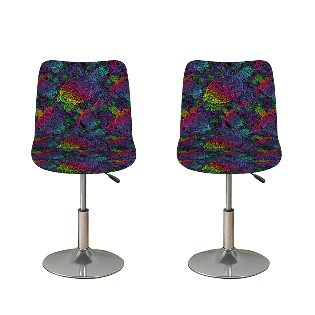 Colorful Sea Turtle Pattern Print Bar Stool Covers