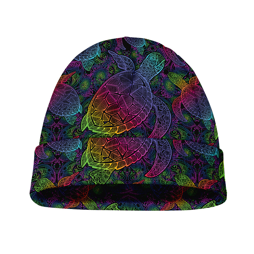 Colorful Sea Turtle Pattern Print Beanie