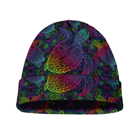 Colorful Sea Turtle Pattern Print Beanie