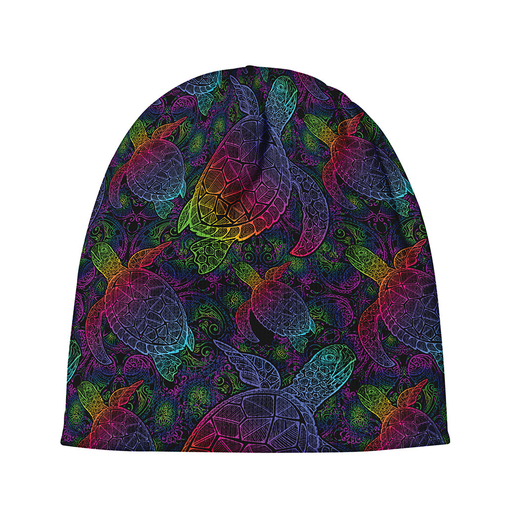 Colorful Sea Turtle Pattern Print Beanie