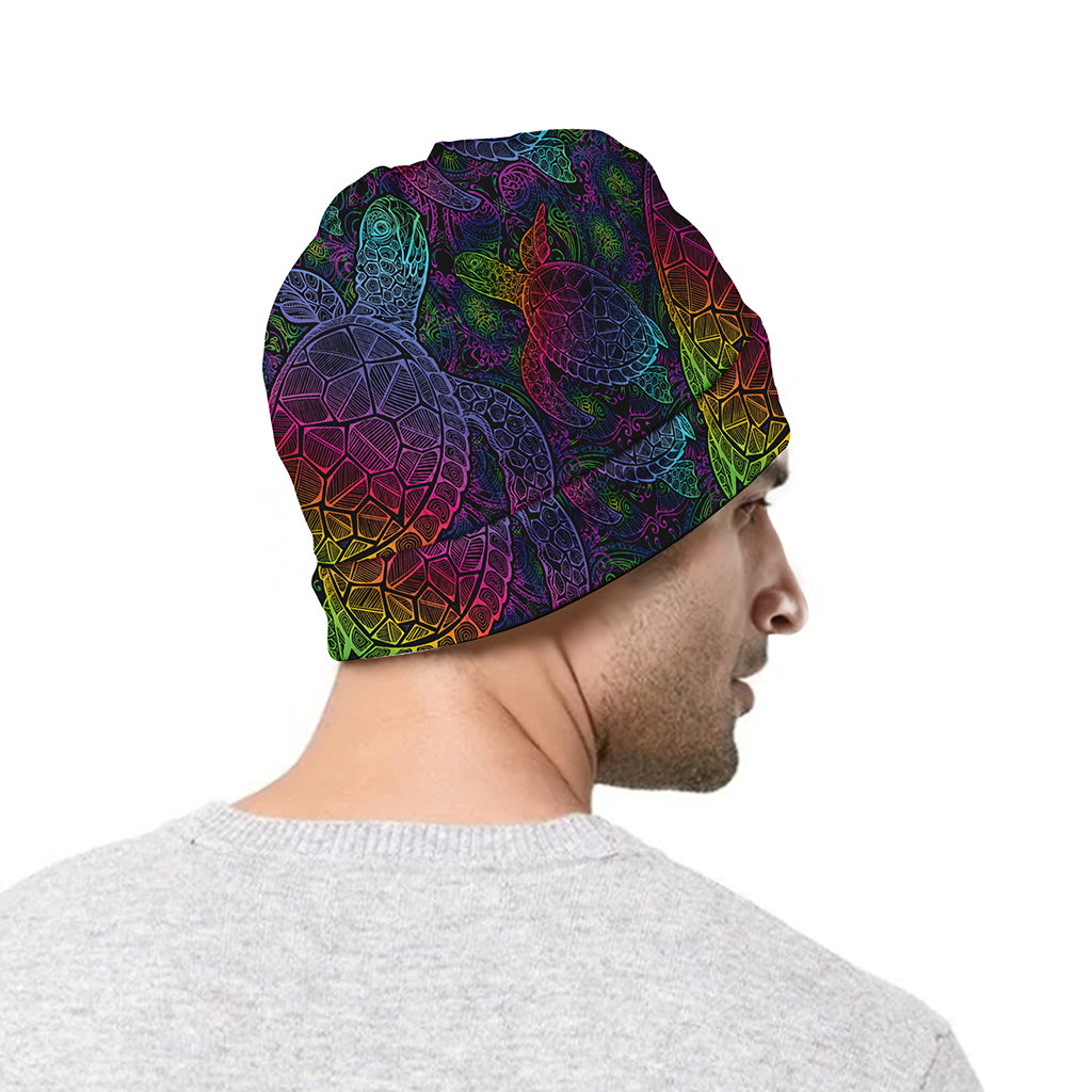 Colorful Sea Turtle Pattern Print Beanie