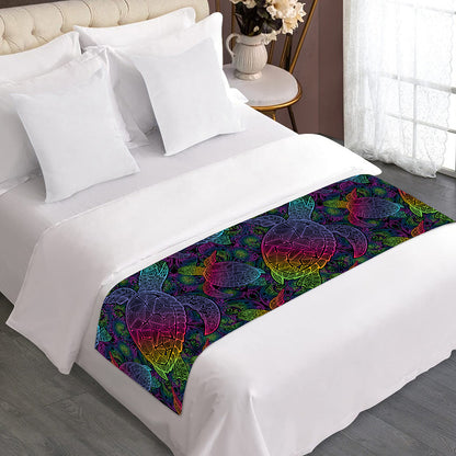 Colorful Sea Turtle Pattern Print Bed Runner