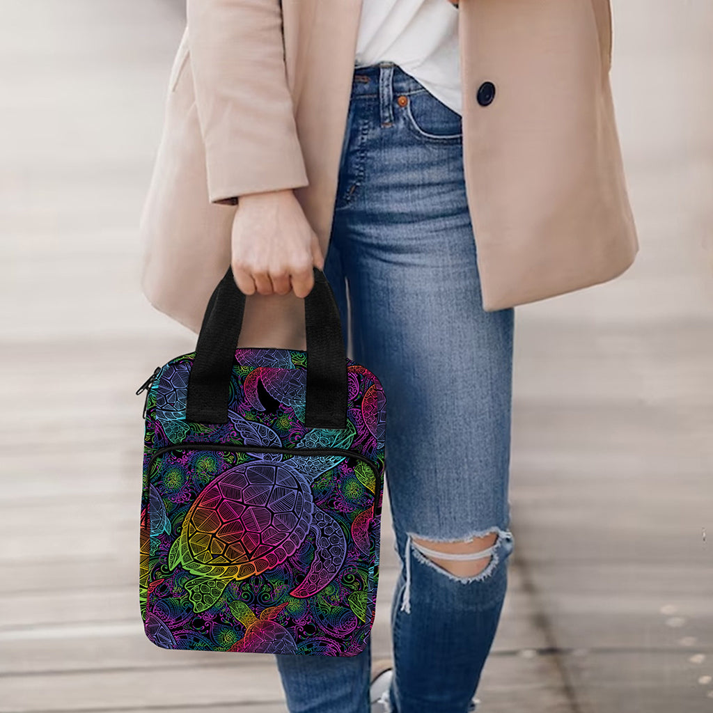 Colorful Sea Turtle Pattern Print Bible Tote Bag