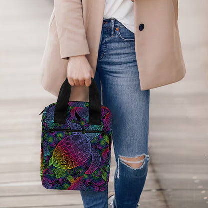 Colorful Sea Turtle Pattern Print Bible Tote Bag