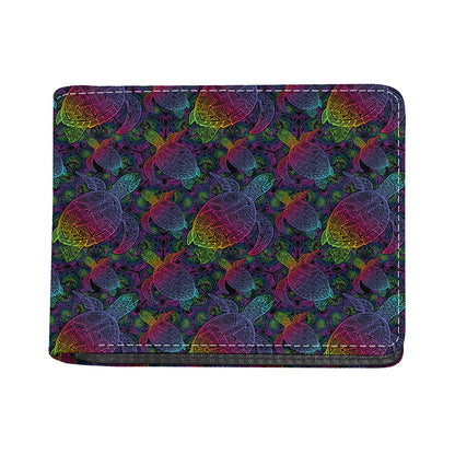 Colorful Sea Turtle Pattern Print Bifold Wallet