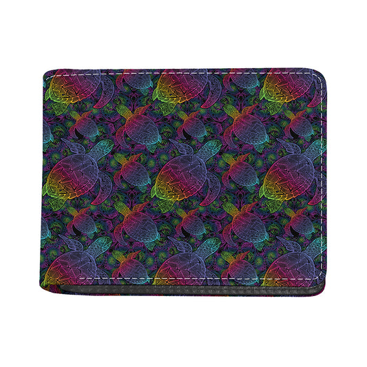 Colorful Sea Turtle Pattern Print Bifold Wallet
