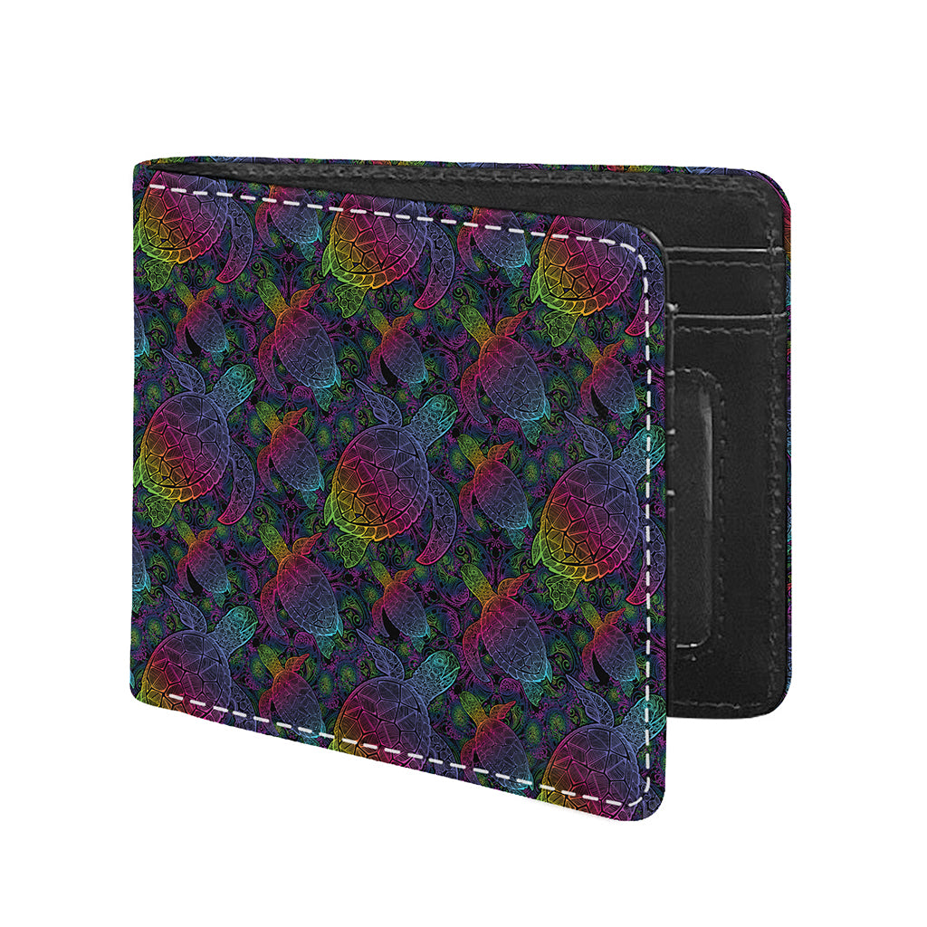 Colorful Sea Turtle Pattern Print Bifold Wallet