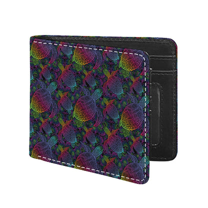 Colorful Sea Turtle Pattern Print Bifold Wallet