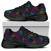 Colorful Sea Turtle Pattern Print Black Chunky Shoes