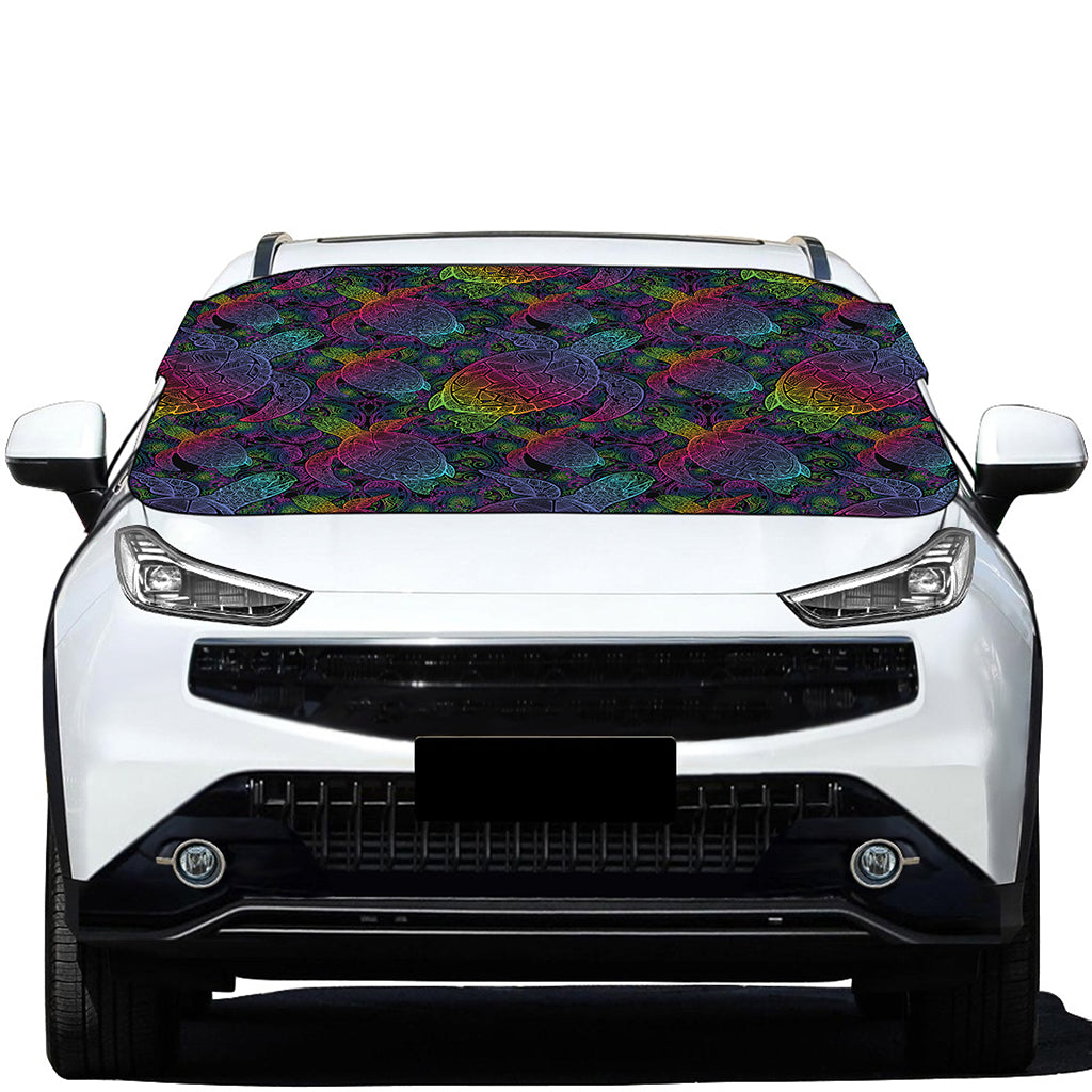 Colorful Sea Turtle Pattern Print Car Windshield Snow Cover