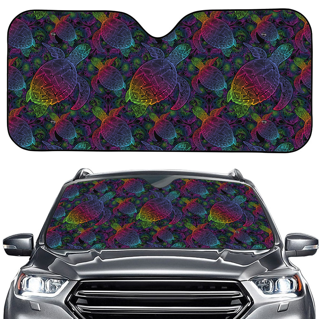 Colorful Sea Turtle Pattern Print Car Windshield Sun Shade