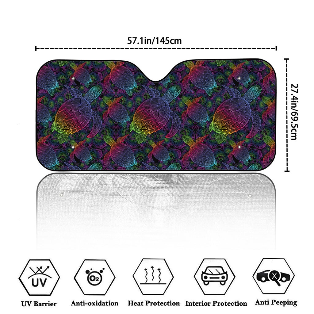 Colorful Sea Turtle Pattern Print Car Windshield Sun Shade