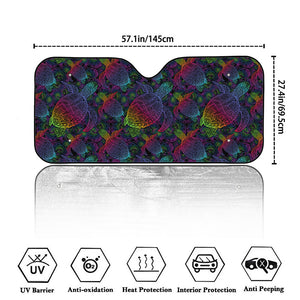 Colorful Sea Turtle Pattern Print Car Windshield Sun Shade