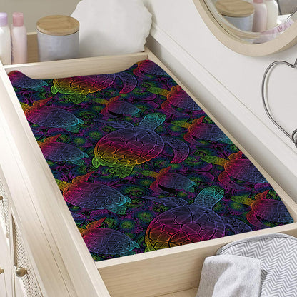 Colorful Sea Turtle Pattern Print Changing Pad Cover