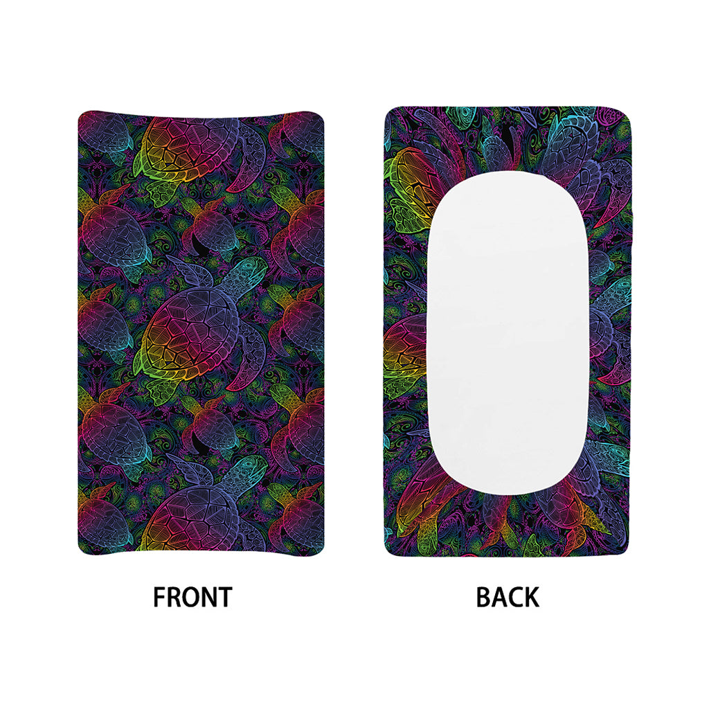 Colorful Sea Turtle Pattern Print Changing Pad Cover
