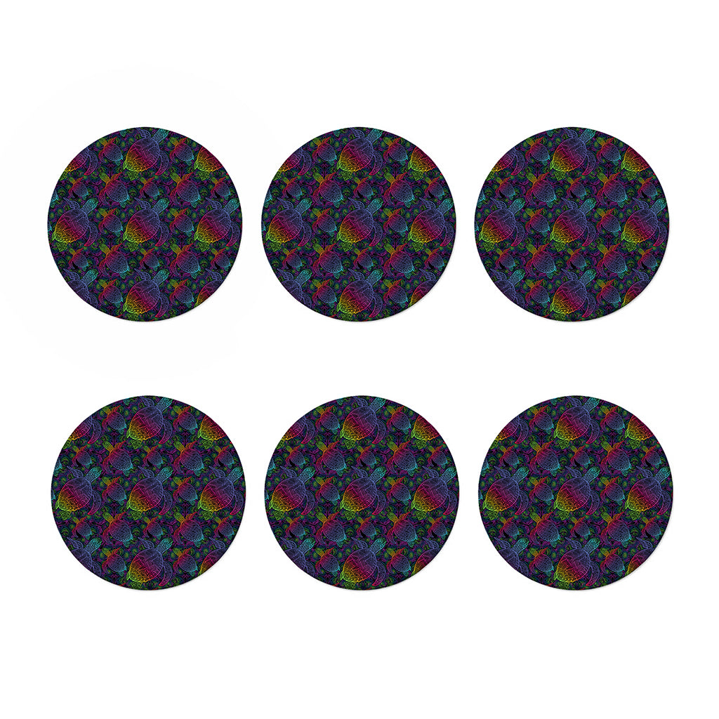 Colorful Sea Turtle Pattern Print Coaster Set