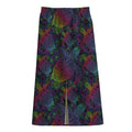 Colorful Sea Turtle Pattern Print Cotton Front Slit Maxi Skirt