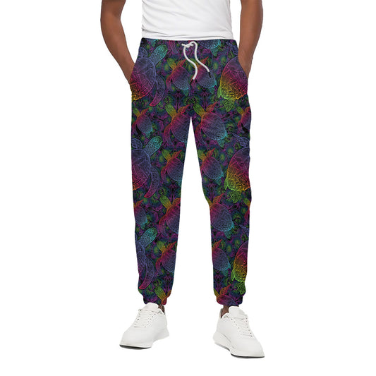 Colorful Sea Turtle Pattern Print Cotton Pants